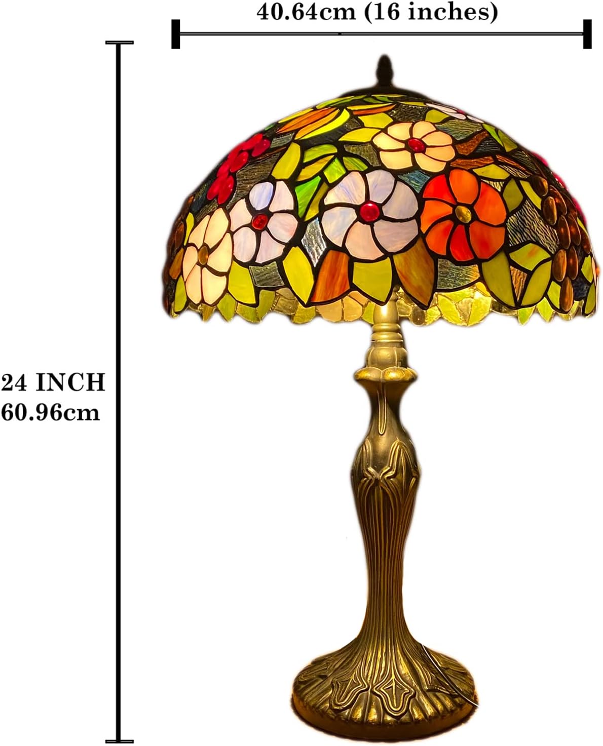 Tiffany Table Lamp Handcrafted 16 inch Stained Glass Lamp Shades Antique Design Stunning Quality Desk Lamp for Living Room Bedroom Bedside Lamps Coffee Table (TFTL-1609)