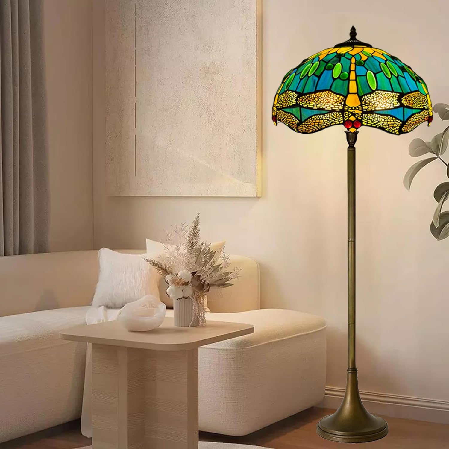 Tiffany Floor Lamps Stunning Quality Handcrafted 16 inch Stained Glass Lamp Shades Antique Design Floor Lamp for Living Room Bedroom Hallway Gallery (TFL-1615)