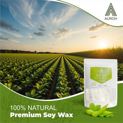 Auroh Candle Wax Flakes - 1.5KG of Natural Soy Wax for Candle Making - Biodegradable and Eco-Friendly Wax for Wax Melts, Crafting, and DIY Projects - Clean Burning with no soot.