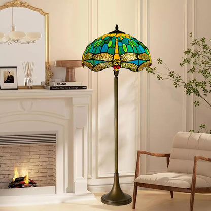 Tiffany Floor Lamps Stunning Quality Handcrafted 16 inch Stained Glass Lamp Shades Antique Design Floor Lamp for Living Room Bedroom Hallway Gallery (TFL-1615)