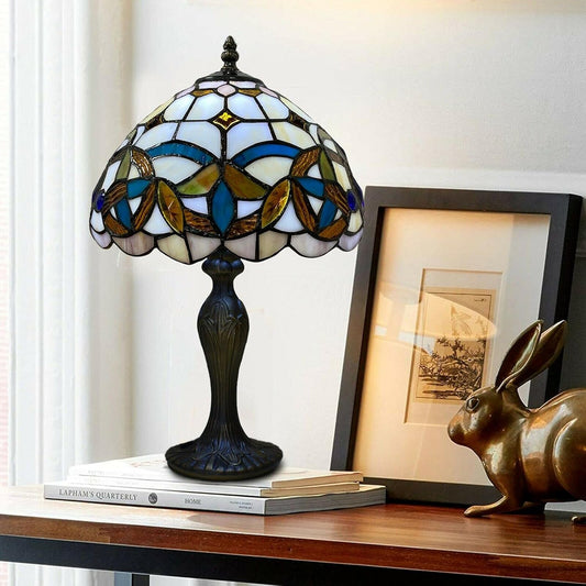 Tiffany Style Table Lamp Stained Glass Handcrafted Lampshade Antique Design Base Table Lamps for Living Room Bedside Desk Bedroom Coffee (TFTL-1004)