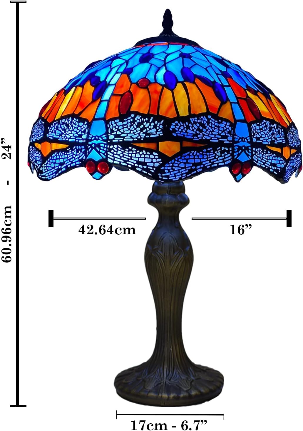 Tiffany Style Table Lamp Handcrafted 16 inch Stained Glass Lamp Shades Antique Design Stunning Quality Desk Lamp for Living Room Bedroom Bedside Lamps Coffee Table (TFTL-1602)