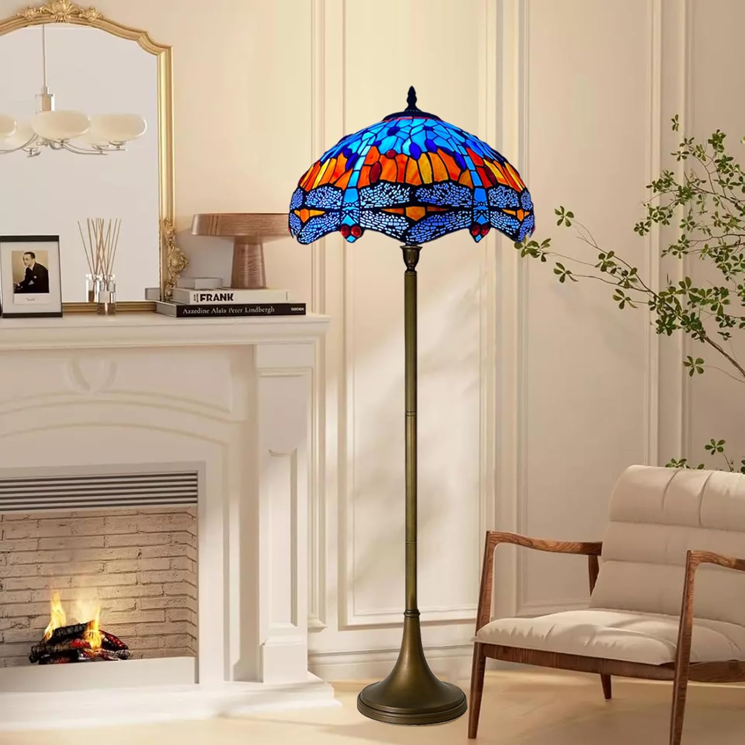 Tiffany Floor Lamps Stunning Quality Handcrafted 16 inch Stained Glass Lamp Shades Antique Design Floor Lamp for Living Room Bedroom Hallway Gallery (TFL-1602)