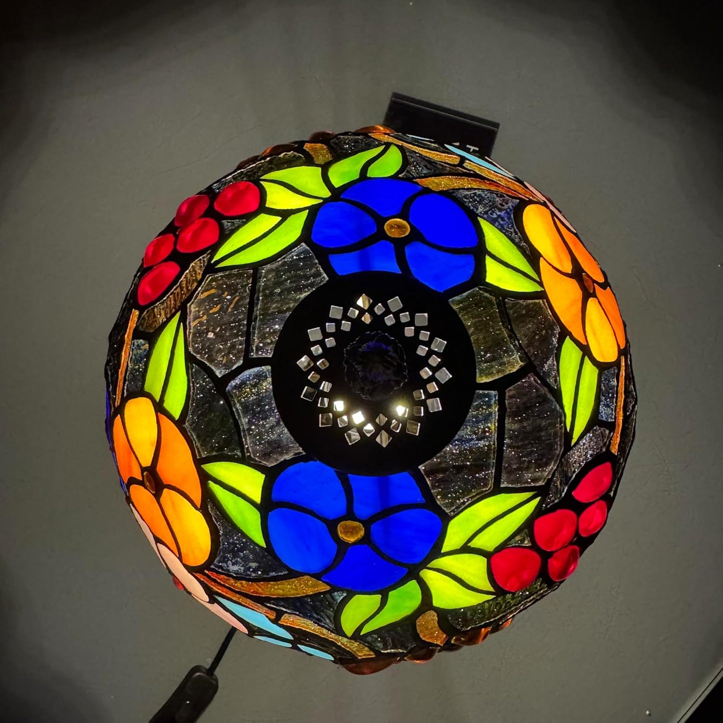 Auroh Tiffany Table Lamp 10 Inch – TFTL-1009 Vibrant Multicolour Garden Floral Handcrafted Stained Glass, Bedside or Desk, UK