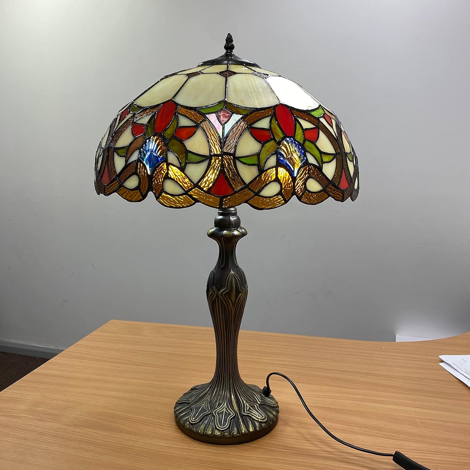 16 inch Tiffany Style Lamp Shades Antique Handcrafted Stained Glass Shades | 3-in-1 Multi-Purpose Shade for Table Lamps, Ceiling Lamps, Pendant Lamps (1650)