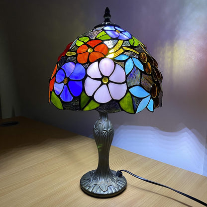 Tiffany Style Table Lamp Handcrafted Pastoral Gorgeous Flowers Lampshade Stunning Quality Antique Table Lamps for Living Room Bedside Desk Bedroom (TFTL-1009)