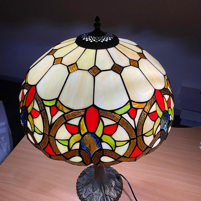 Tiffany Table Lamp Handcrafted 16 inch Stained Glass Lamp Shades Antique Design Stunning Quality Desk Lamp for Living Room Bedroom Bedside Lamps Coffee Table (TFTL-1650)