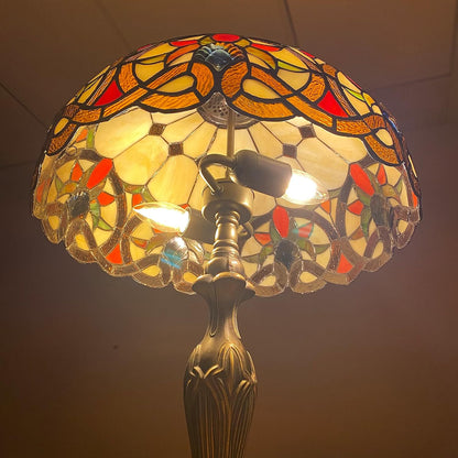 Tiffany Table Lamp Handcrafted 16 inch Stained Glass Lamp Shades Antique Design Stunning Quality Desk Lamp for Living Room Bedroom Bedside Lamps Coffee Table (TFTL-1650)