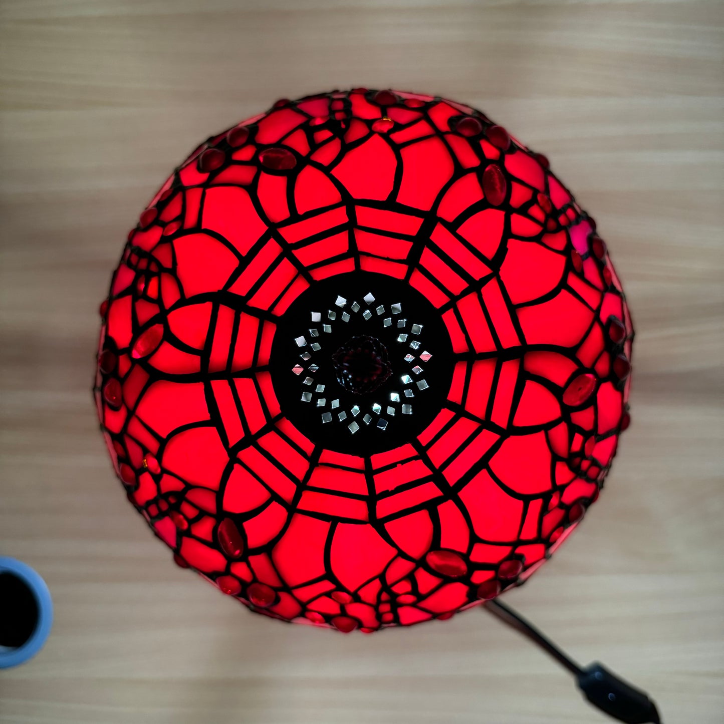 Auroh Tiffany Table Lamp 10 Inch – TFTL-1006 Red Dragonfly with White Wings Handcrafted Stained Glass, Bedside or Desk
