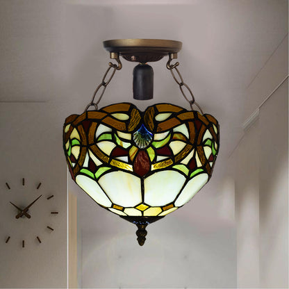 Tiffany Style Ceiling Lamps Stained Glass Handcrafted Lamp Shades Antique Design Ceiling Light for Living Room Bedroom Lounge Hallway