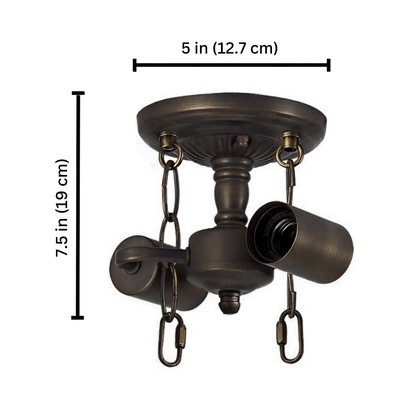 Ceiling Lamp Fitting with 2x E27 Bulb Holders – Fits 10, 12 & 16 Inch Tiffany Style Lampshades, Dark Bronze Finish
