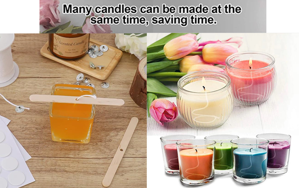 Auroh 80 Pcs Candle Wicks for Making Candles – 5/8/10/15/20cm long Pre-Waxed Wicks with self-Centring Holder for DIY Candles Craft Tools Candle Making Kit - Longer Burning Time with Low Smoke
