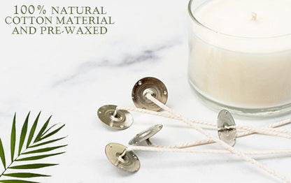 Auroh 80 Pcs Candle Wicks for Making Candles – 5/8/10/15/20cm long Pre-Waxed Wicks with self-Centring Holder for DIY Candles Craft Tools Candle Making Kit - Longer Burning Time with Low Smoke