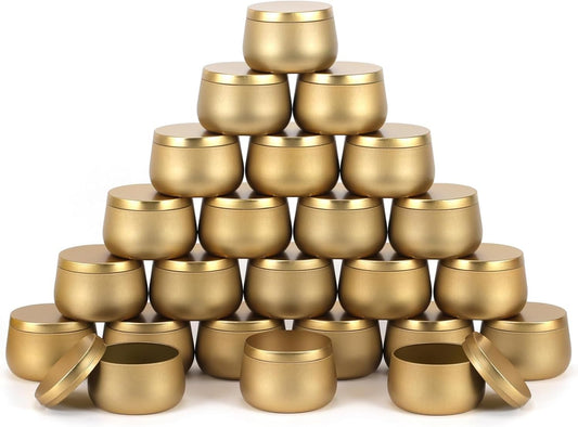 24 Pack Candle Tins Golden - 4 OZ Candle Jars for Candle Making - Ideal Candle Making Jars for Professionals as Well as hobbyists