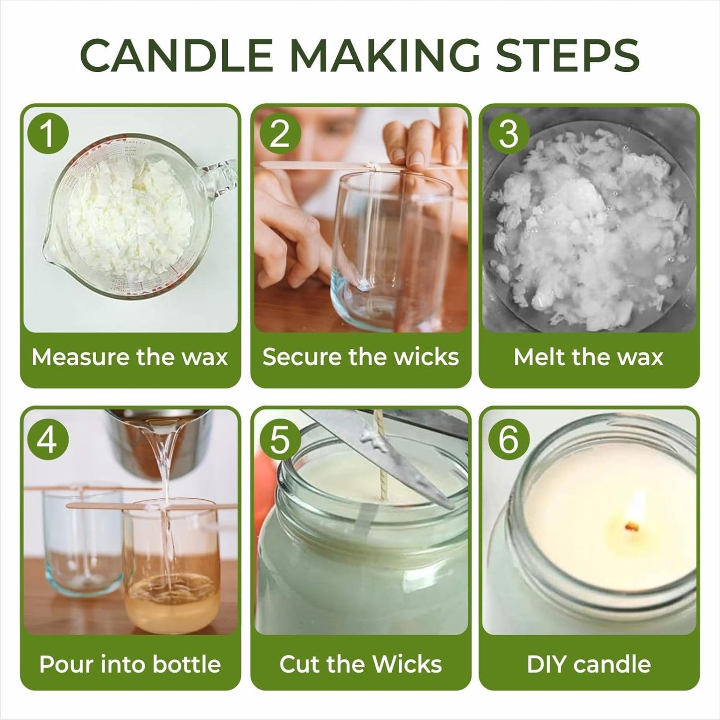 Auroh Candle Wax Flakes - 1.5KG of Natural Soy Wax for Candle Making - Biodegradable and Eco-Friendly Wax for Wax Melts, Crafting, and DIY Projects - Clean Burning with no soot.