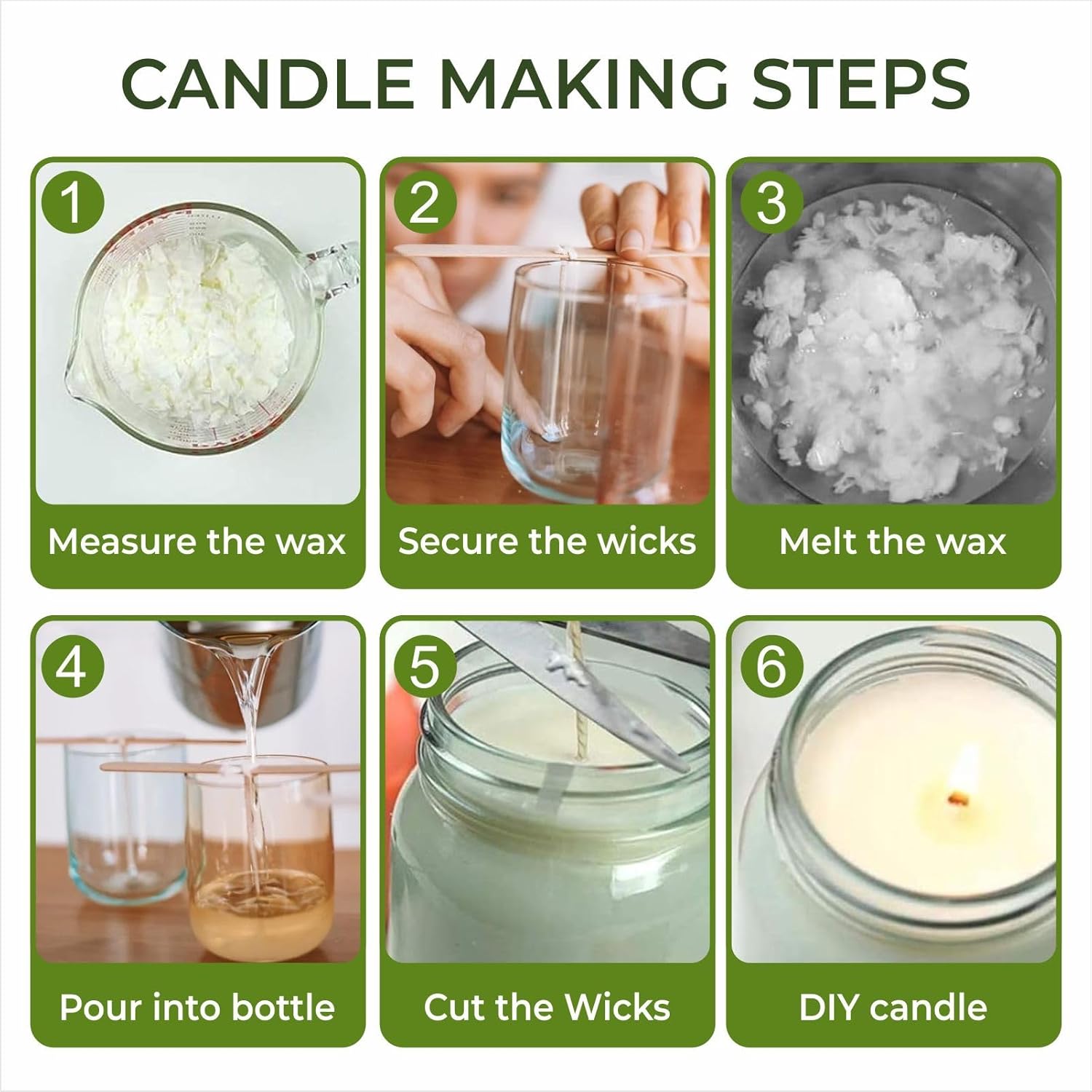 Auroh Candle Wax Flakes - 1.5KG of Natural Soy Wax for Candle Making - Biodegradable and Eco-Friendly Wax for Wax Melts, Crafting, and DIY Projects - Clean Burning with no soot.