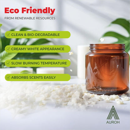 Auroh Candle Wax Flakes - 1.5KG of Natural Soy Wax for Candle Making - Biodegradable and Eco-Friendly Wax for Wax Melts, Crafting, and DIY Projects - Clean Burning with no soot.