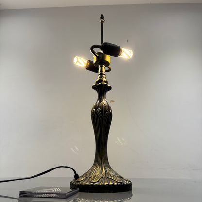 Table Lamp Base with 2x E27 Bulb Holders – Fits 10, 12 & 16 Inch Tiffany Style Lampshades, Dark Bronze Finish, Push Switch on Cord