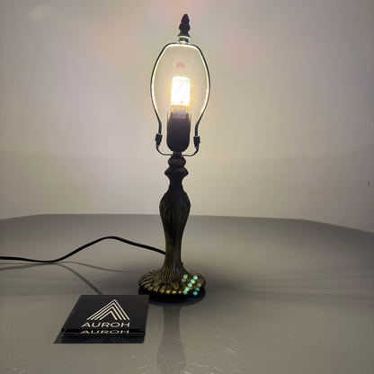 Table Lamp Base with E27 Bulb Holder – Fits 10 Inch Tiffany Style Lampshades, Brown Metal