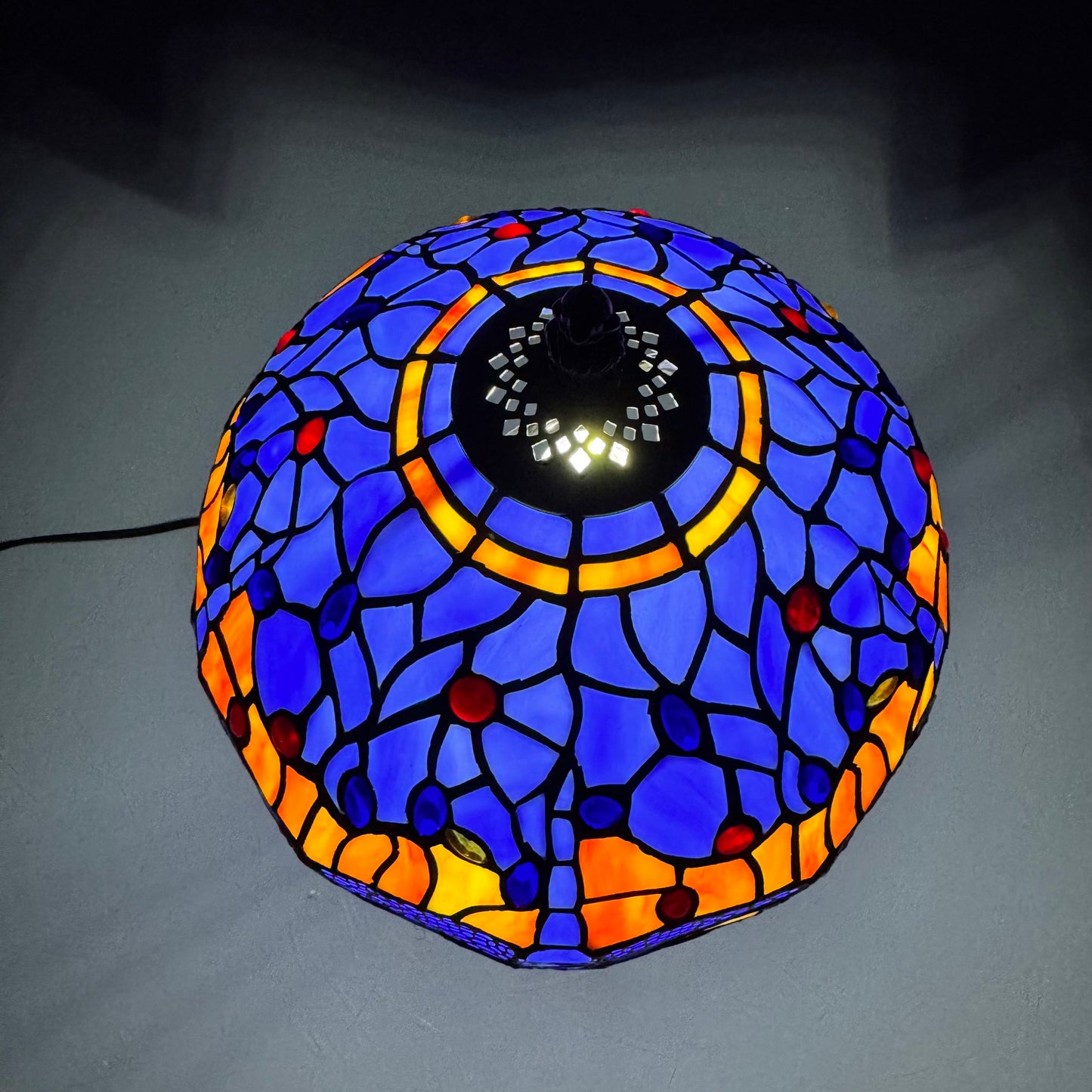 Auroh Tiffany Table Lamp 10 Inch – TFTL-1002 Blue & Amber Sunset Dragonfly Handcrafted Stained Glass, Bedside or Desk, UK
