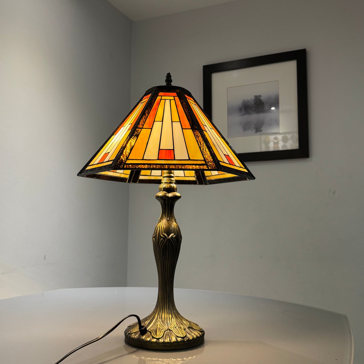 Auroh Tiffany Table Lamp 16 Inch – TFTL-1651 Handcrafted Stained Glass, UK