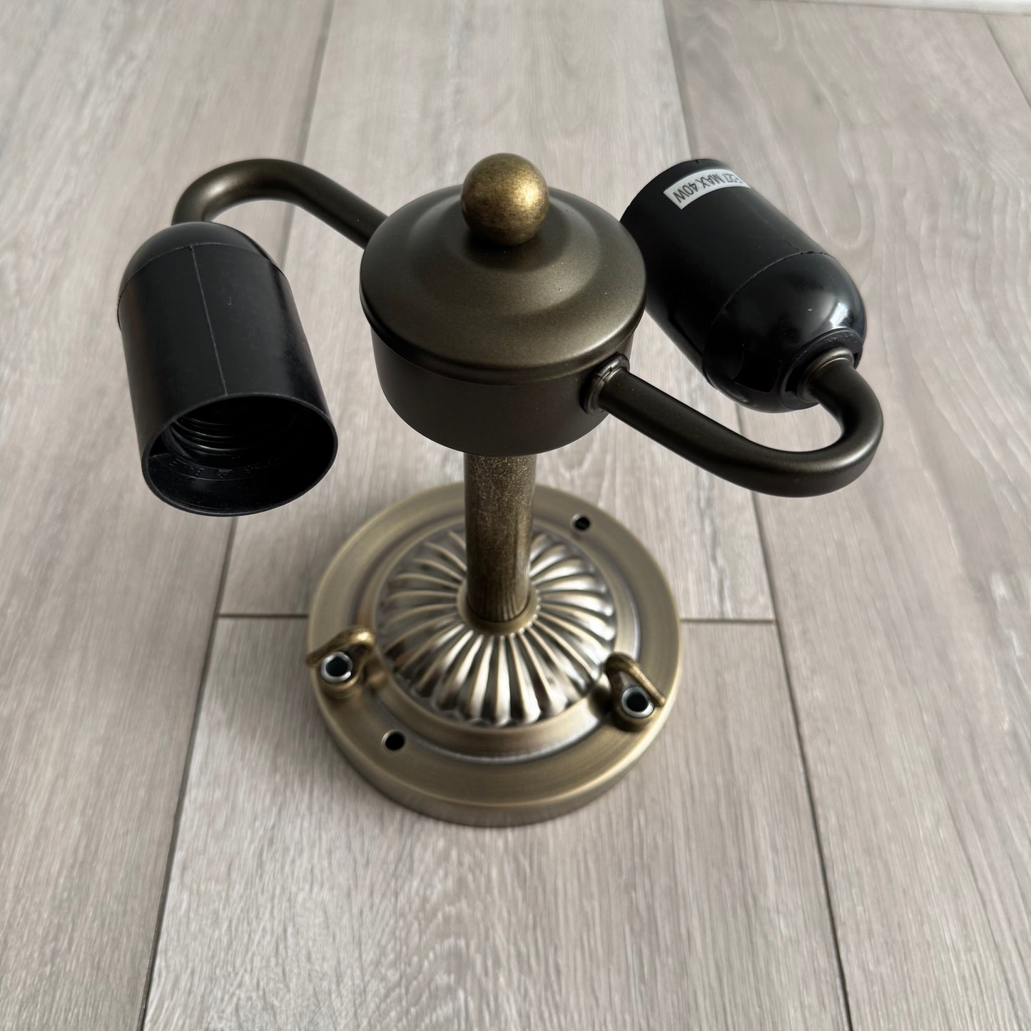 Ceiling Lamp fitting with 2x E27 Bulb Holders, Fit for 10, 12, 16 Inch Tiffany Style Lampshades, Dark Bronze Finish