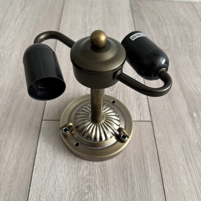 Ceiling Lamp fitting with 2x E27 Bulb Holders, Fit for 10, 12, 16 Inch Tiffany Style Lampshades, Dark Bronze Finish