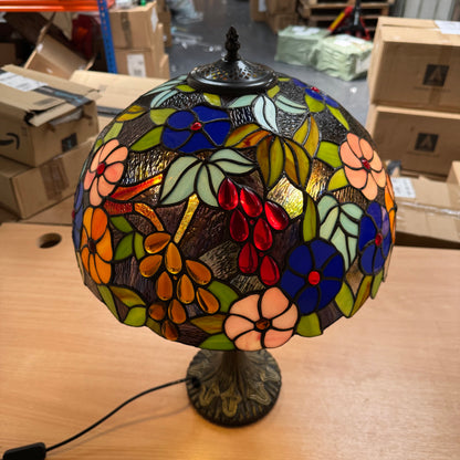Auroh Tiffany Table Lamp 16 Inch – TFTL-1609 Multicolour Garden Floral Handcrafted Stained Glass, UK