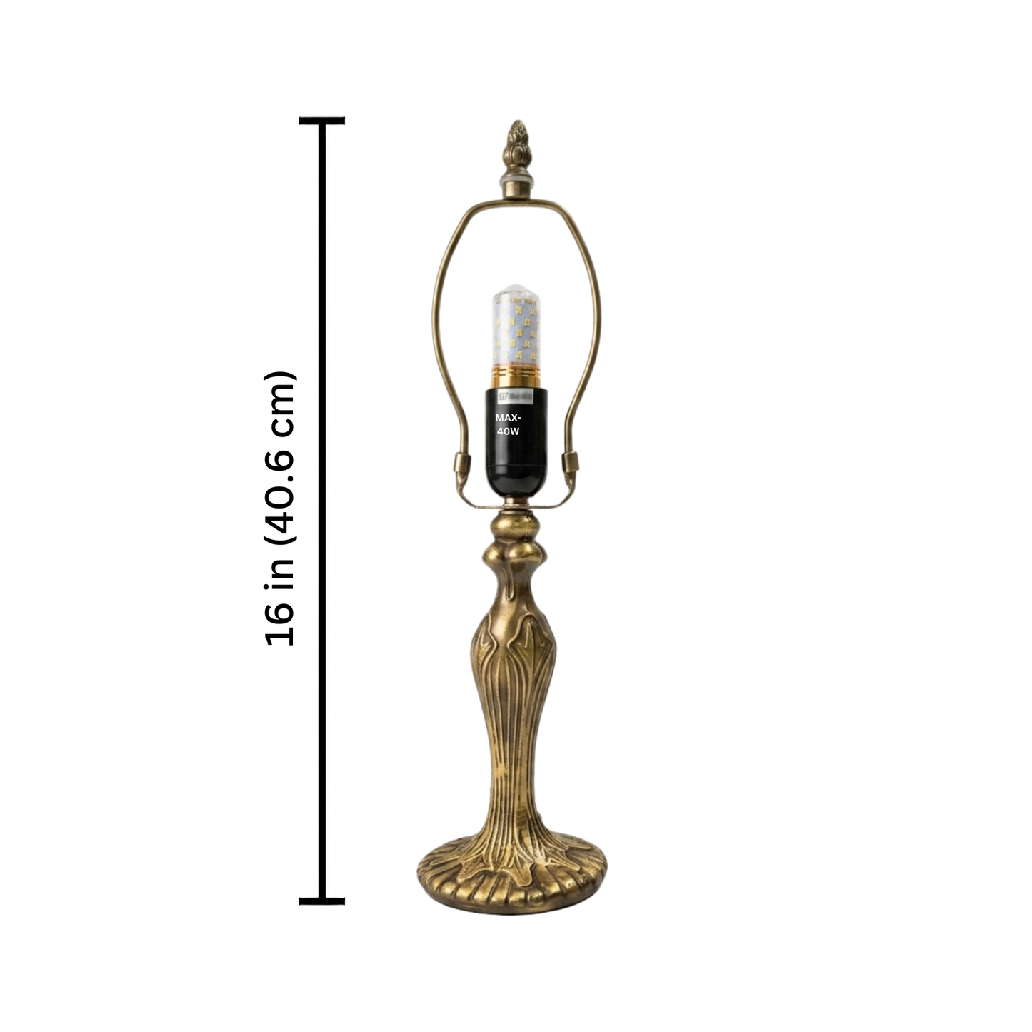 Table Lamp Base with E27 Bulb Holder – Fits 10 Inch Tiffany Style Lampshades, Brown Metal