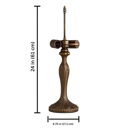 Table Lamp Base with 2x E27 Bulb Holders – Fits 10, 12 & 16 Inch Tiffany Style Lampshades, Dark Bronze Finish, Push Switch on Cord