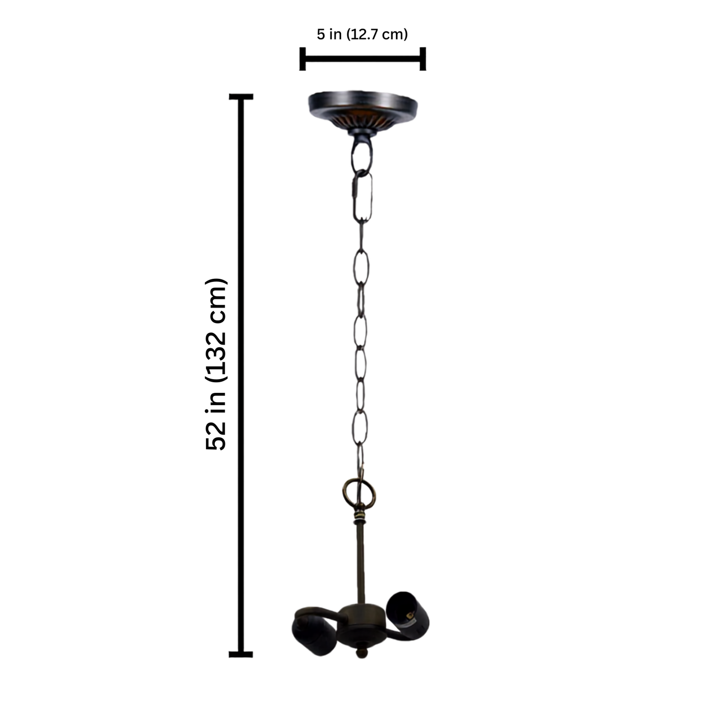 Pendant Lamp Fitting with 2x E27 Bulb Holders – Fits 10, 12 & 16 Inch Tiffany Style Lampshades, Dark Bronze Finish