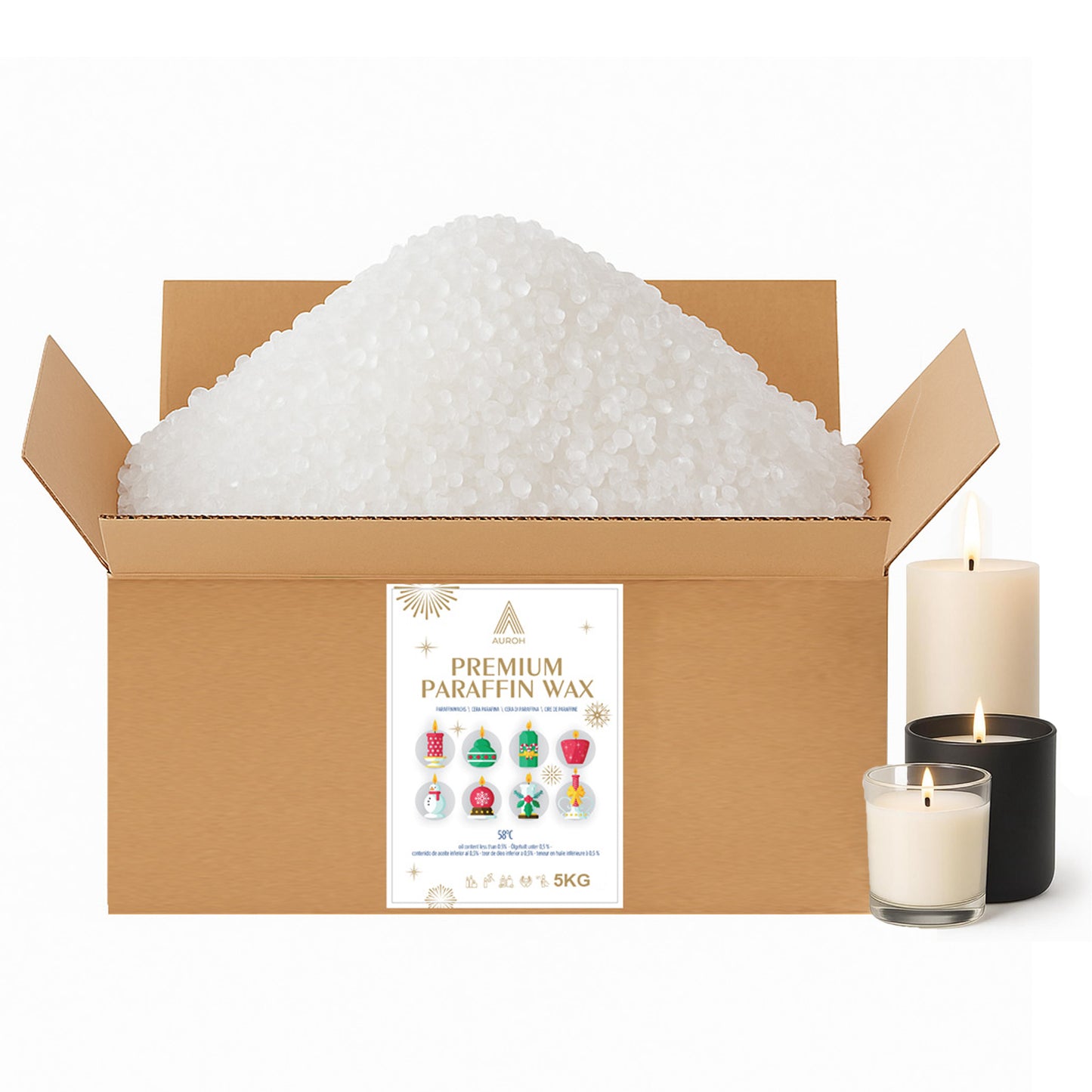 Auroh Premium Paraffin Wax Pellets - 1KG-20KG High-Quality Candle Wax for Making Candles, Crafting and DIY Projects