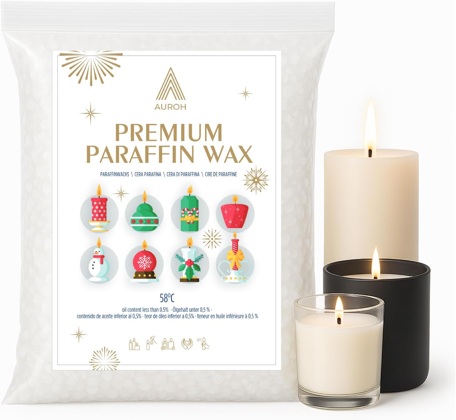 Auroh premium paraffin wax pellets for candle making 1kg to 20kg cosmetic grade