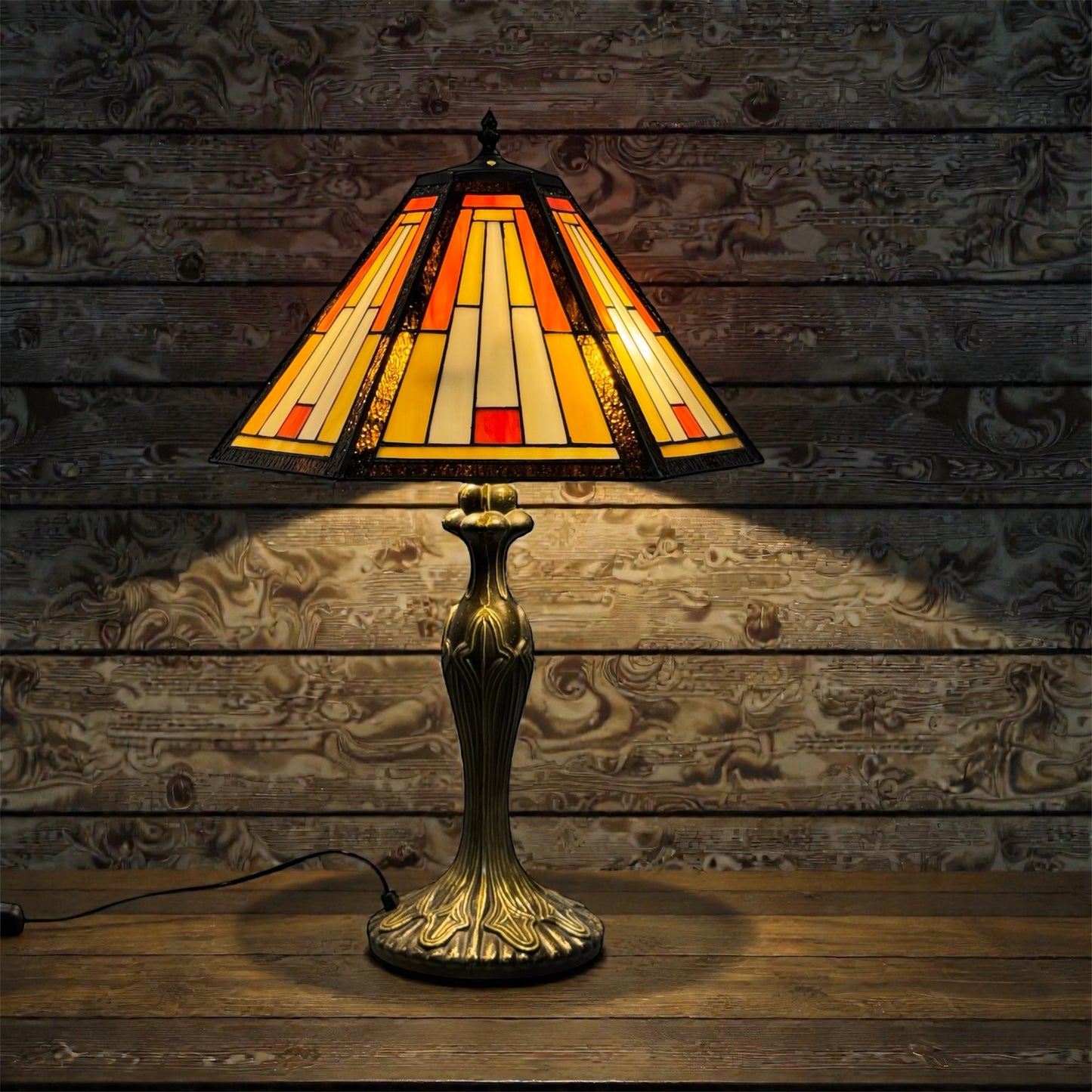 Auroh Tiffany Table Lamp 16 Inch – TFTL-1651 Handcrafted Stained Glass, UK