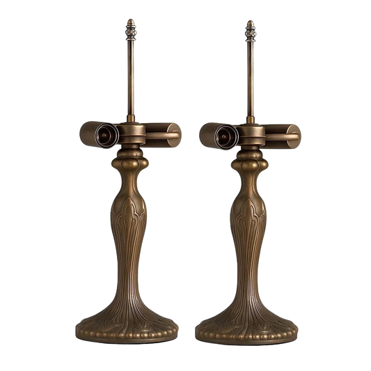 Auroh pair of table lamp bases with 2 E27 bulb holders dark bronze fits 10 12 and 16 inch Tiffany lampshades