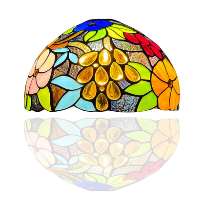 Auroh Tiffany Lamp Shade 10 Inch – SH10-1009 Vibrant Multicolour Garden Floral Stained Glass, 3-in-1 Table, Ceiling or Pendant, UK