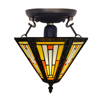 Auroh Tiffany Ceiling Light 10 Inch – C-1051 Handcrafted Stained Glass, for Bedroom or Hallway, UK