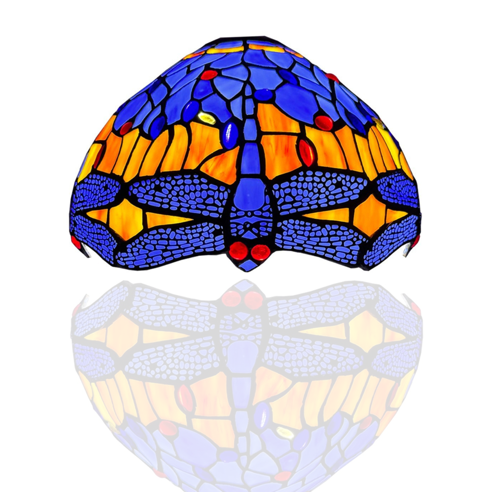 Auroh Tiffany lamp shade 10 inch SH10-1002 blue and amber sunset dragonfly stained glass 3-in-1 fitting