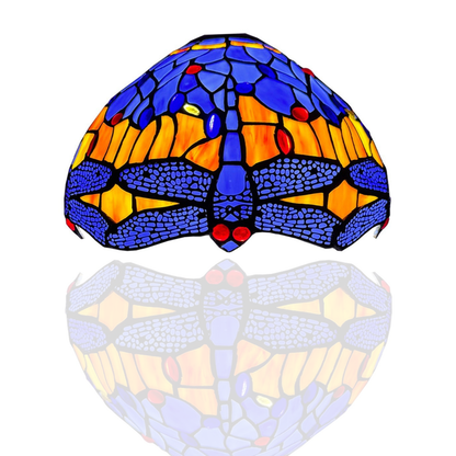 Auroh Tiffany lamp shade 10 inch SH10-1002 blue and amber sunset dragonfly stained glass 3-in-1 fitting