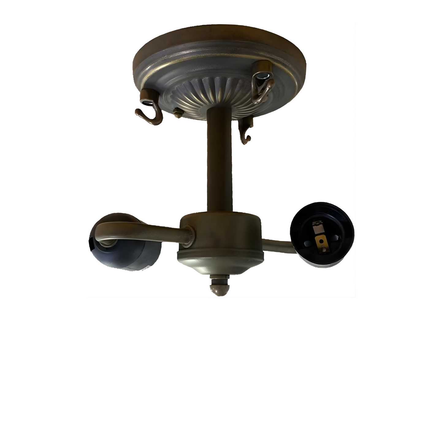 Ceiling Lamp fitting with 2x E27 Bulb Holders, Fit for 10, 12, 16 Inch Tiffany Style Lampshades, Dark Bronze Finish