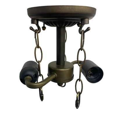 Ceiling Lamp fitting with 2x E27 Bulb Holders, Fit for 10, 12, 16 Inch Tiffany Style Lampshades, Dark Bronze Finish