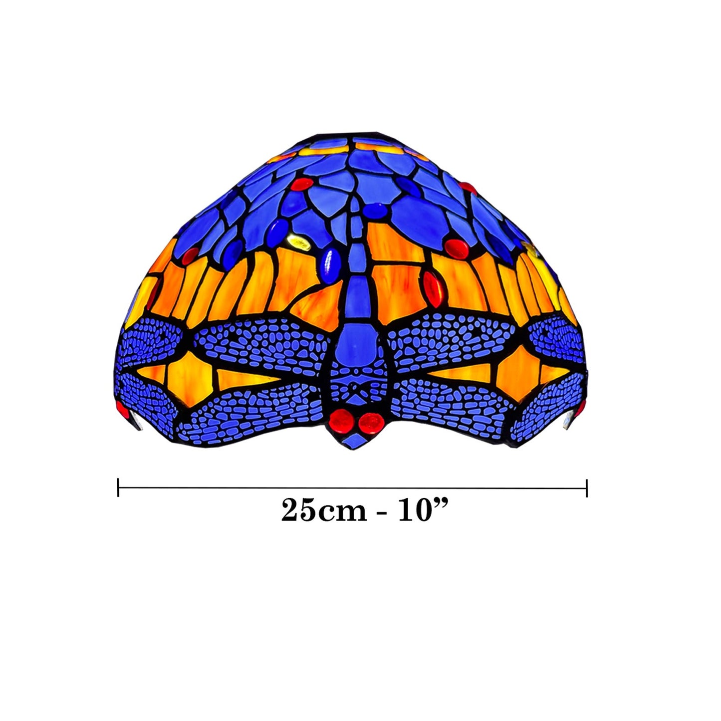 Auroh Tiffany Lamp Shade 10 Inch – SH10-1002 Blue & Amber Sunset Dragonfly Stained Glass, 3-in-1 Table, Ceiling or Pendant, UK